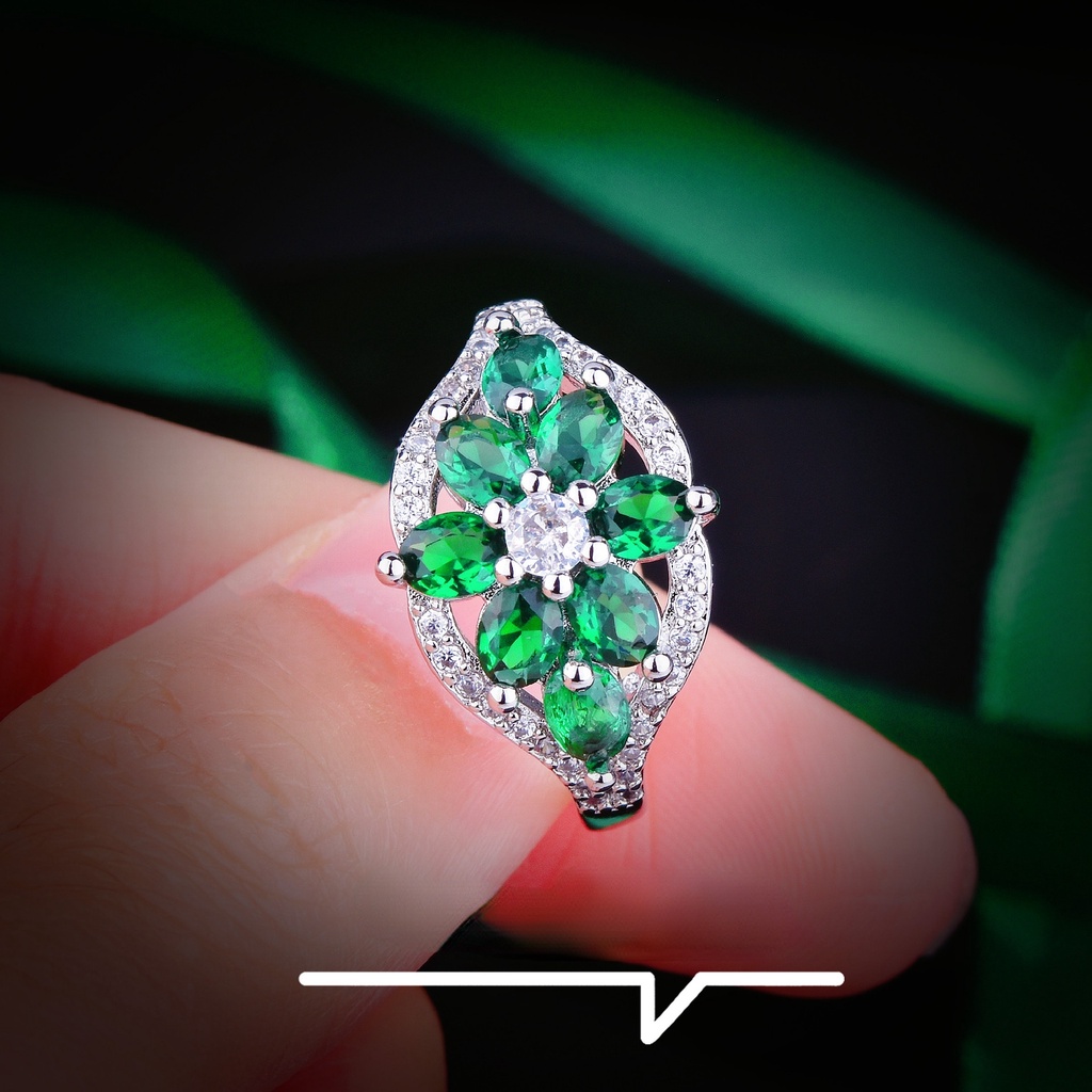 Goldkingdom Aksesoris Perhiasan Fashion Ready Stock Drainase Produk Kesejahteraan Cincin Imitasi Diopside, Cincin Wanita Pembukaan Harta Karun Warna Sederhana