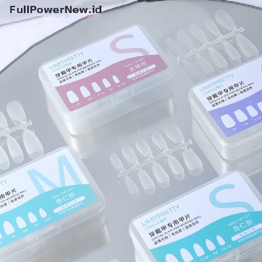 Power 100PCS Paku Palsu Set Tekan Pada Paku Almond/Persegi/Peti Mati Full Penutup Fake Tip ID