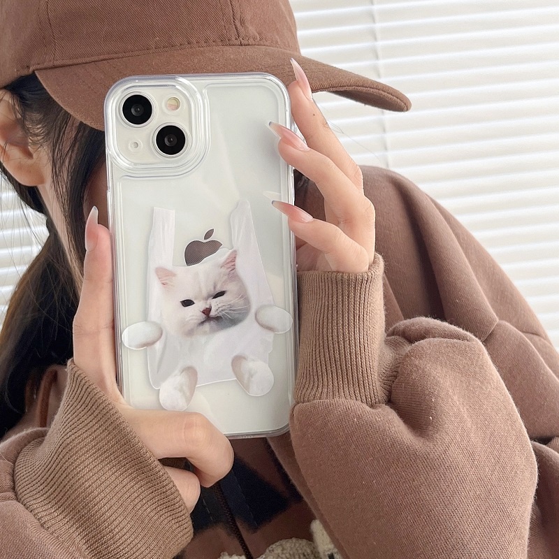 Iphone 14 Pro max cute kitten and puppy i14 13 11 12 case Pelindung Handphone x xr xsmax Silikon Transparan Tahan Jatuh