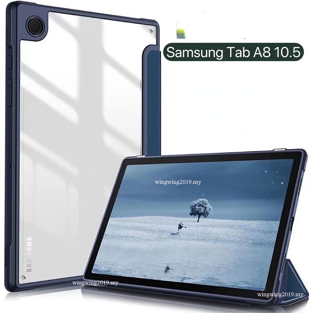 Untuk Samsung Galaxy Tab A8 Tablet Case Pelindung 10.5-inci Smart Sleep Silicone SM-X200 Acrylic205 Case Transparan