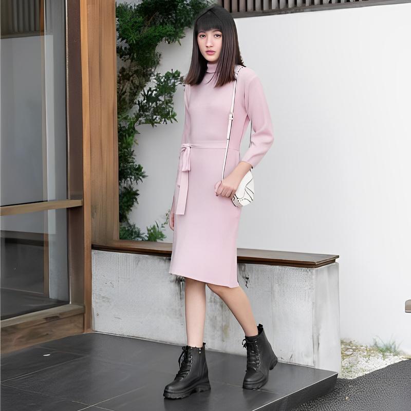 ilook | Coat Dress Midi | Dress Korea Kekinian | Dress Korean style