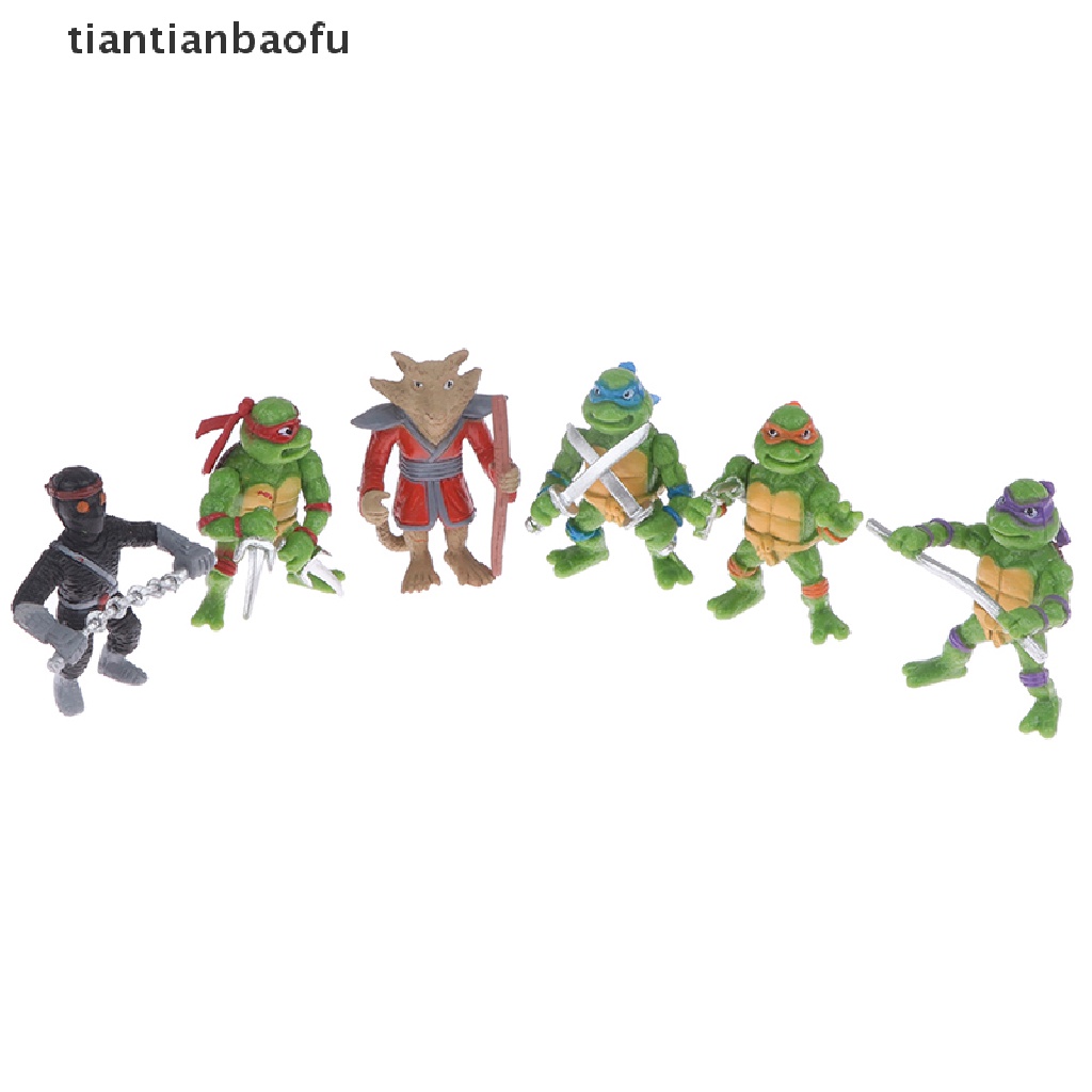 [tiantianbaofu] 6pcs/set Remaja Mutan Ninja Turtles Boneka Angka Anime Lucu Model Desktop Hiasan Mobil Dekorasi Rumah Mainan Anak Boneka Boneka Ornamen Lanskap Mikro Kue Inse