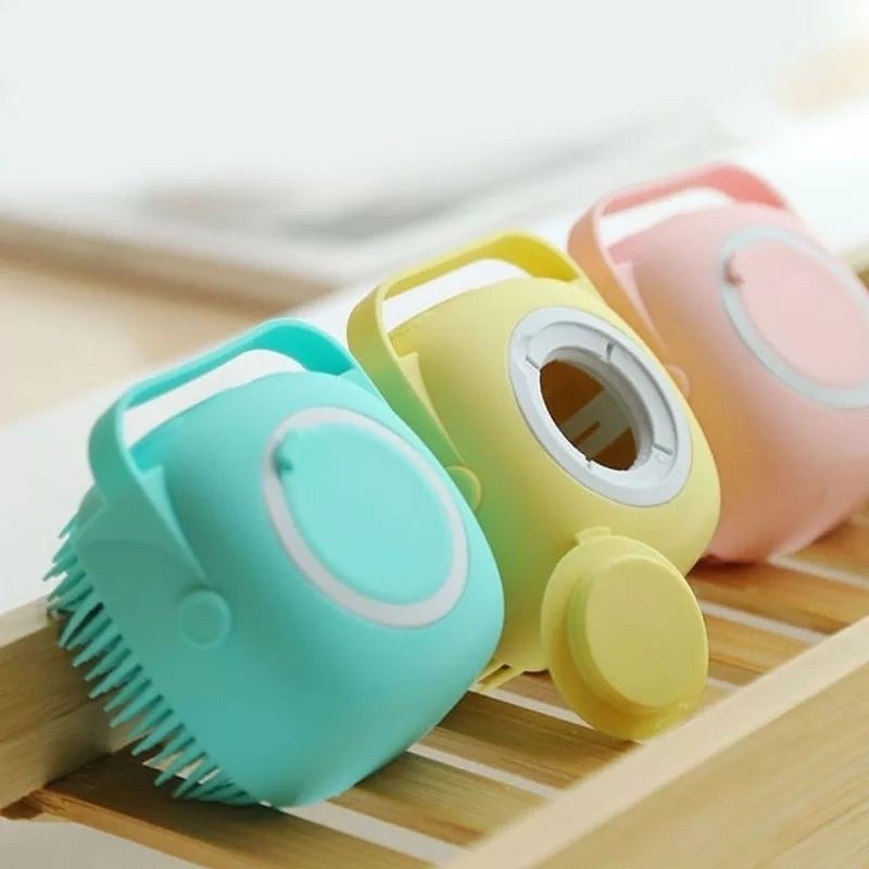 Murah Lebay S152 Sikat Badan Bahan Silikon Lembut Sikat Kepala Shower Brush Dispenser Sabun Shampoo