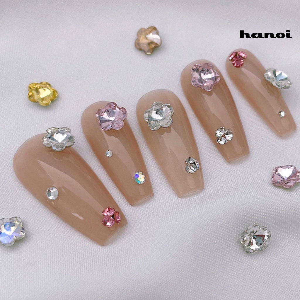 Hi 10Pcs Kuku Berlian Imitasi Bersinar Tiga Dimensi Tidak Jatuh Mempesona Efek Visual DIY Mini Manicure Plum Blossom Faux Crystal Manicure Store Supply