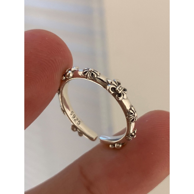 Goldkingdom Fashion Perhiasan Aksesoris Ready Stock Vintage Thai Perak Kerk Iris Pembukaan Cincin Wanita Cahaya Mewah Niche Desain Indah High-end Angin Dingin Ekor Cincin