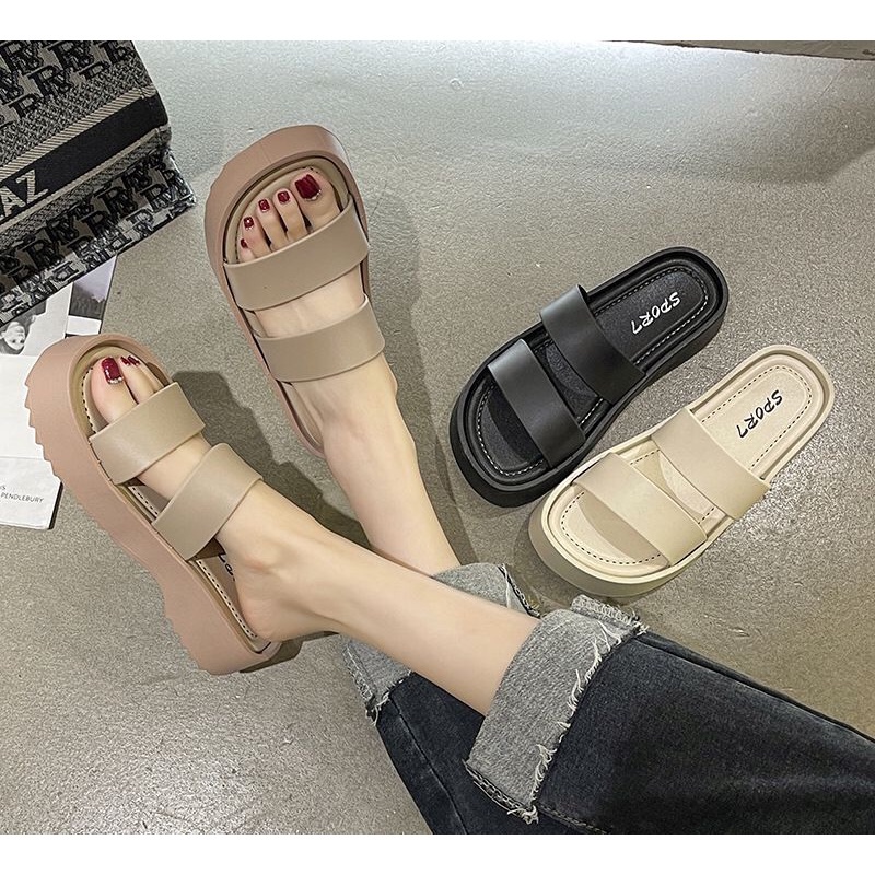 TOPGROSIR TG1679 Sandal Wedges Import Fashion Wanita Slip Tali Dua Import/Sandal Basic Simple Fashion Style