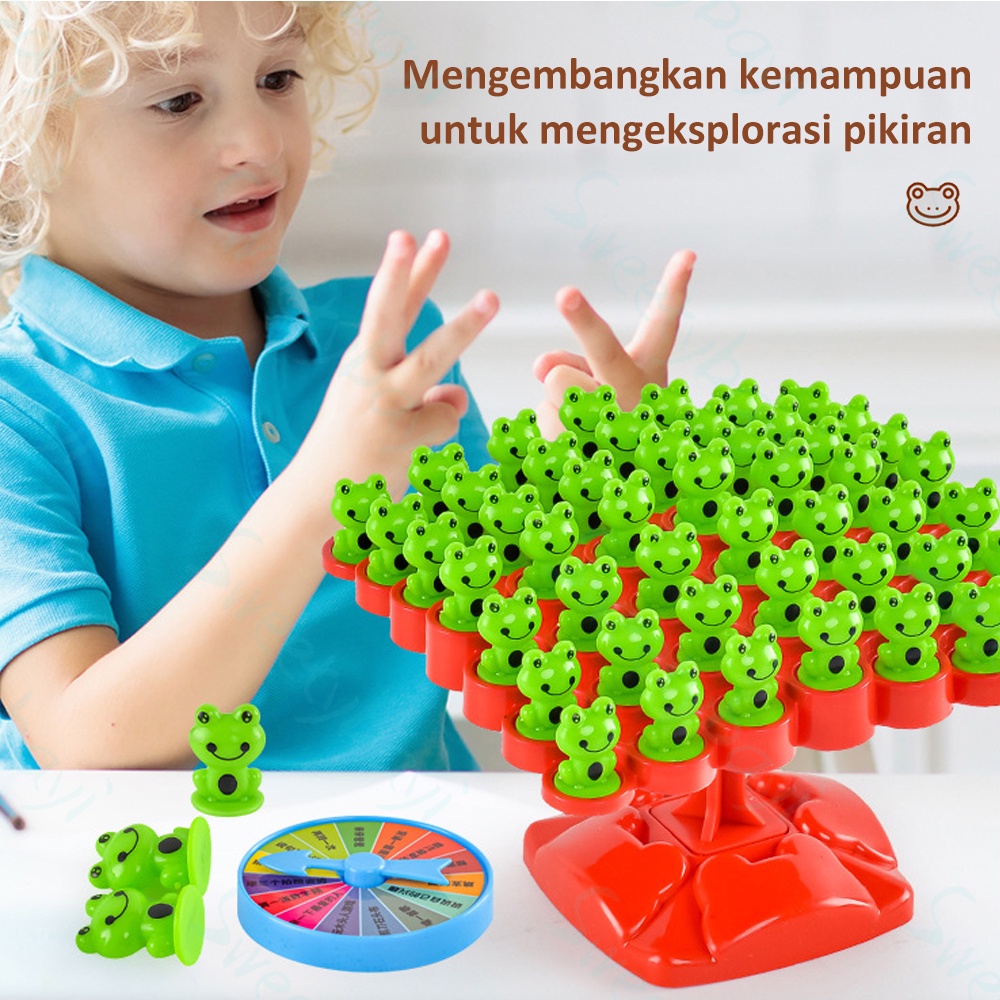 SweetyBayi Mainan edukasi pohon keseimbangan katak Mainan papan frog balance tree