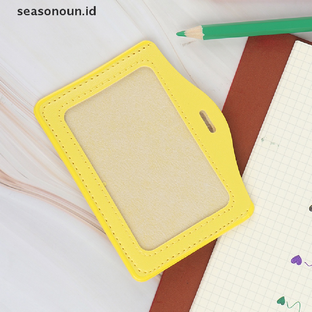 Seasonoun 1Pc PU Card Case Holder multicolour Portable String Fashion Identitas Badge.