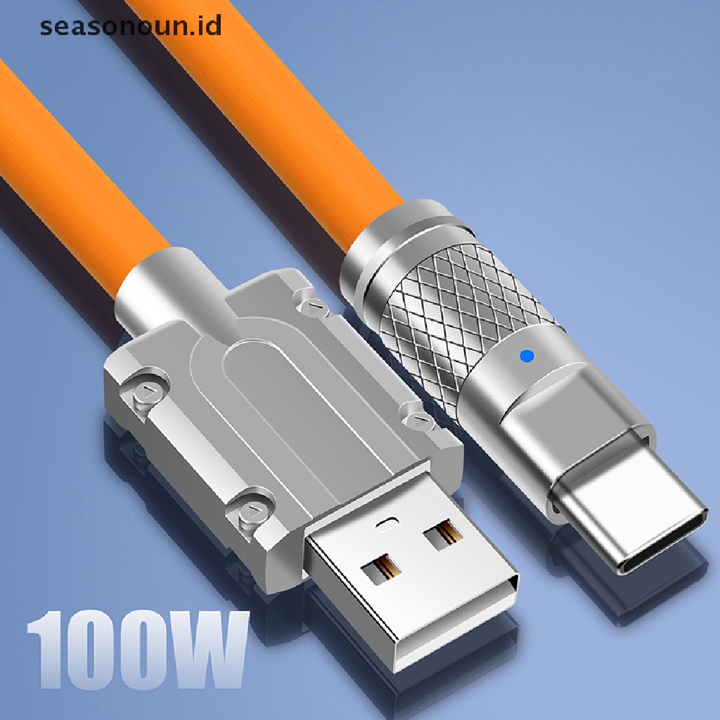 Seasonoun 120W Kabel Pengisian Super Cepat USB Tipe C Liquid Silicone Cable Quick Charge Kabel USB Untuk Xiaomi Huawei Samsung Kabel USB C.