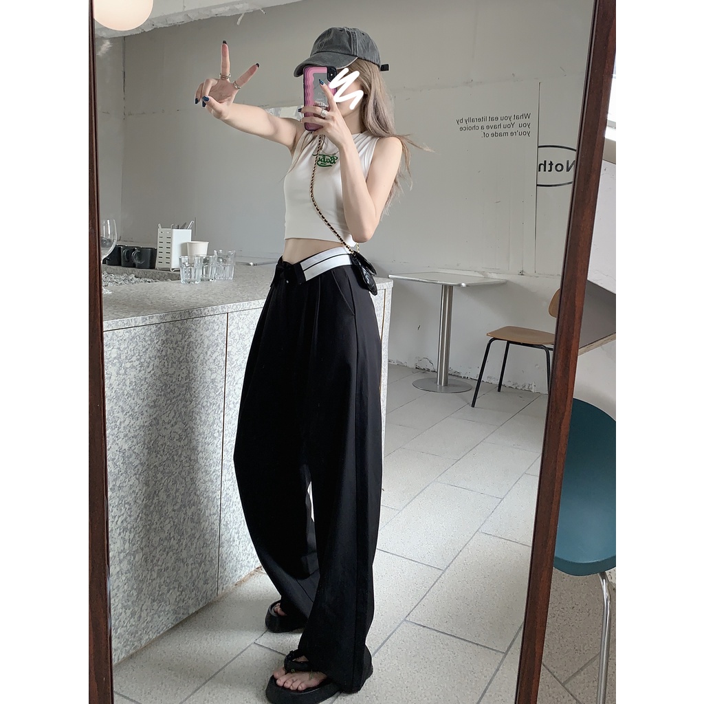 Celana Kulot Highwaist Loose Celana Panjang Hitam Celana Wanita Straight Pants Korean Style