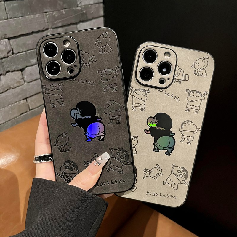 Fashion Shine Laser Crayon Shin-chan Hard Case HP iP iPhone 14 + Plus 11 12 13 Pro Max X XR XS Max FTD Casing Apple