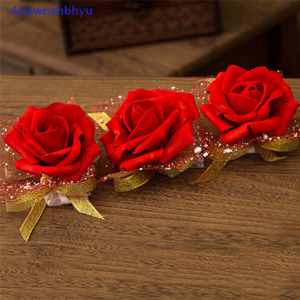 Adhyu New Bridesmaid Wrist Korsase Pesta Pernikahan Mawar Gelang Sutra Bunga Pita ID