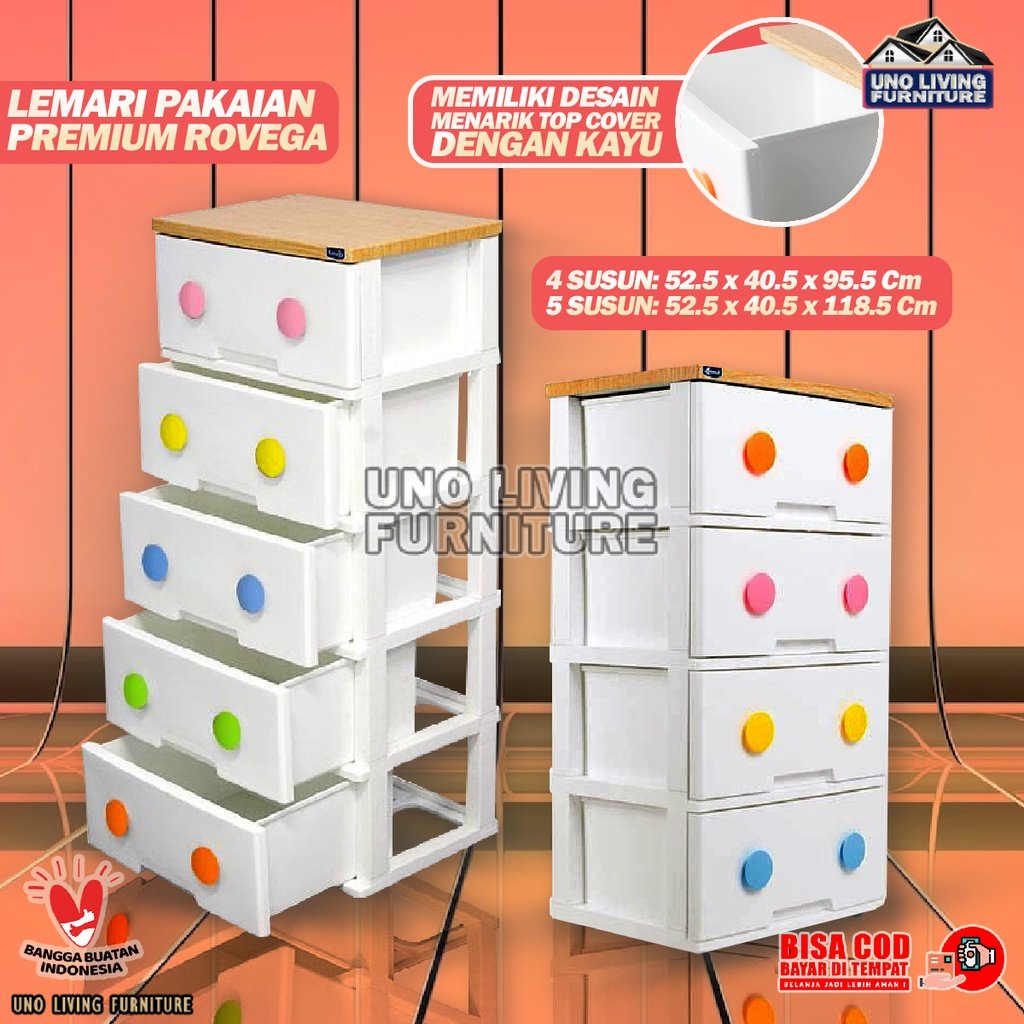 Lemari Palstik Rovega Laci 5 Susun CTR 537 Termurah