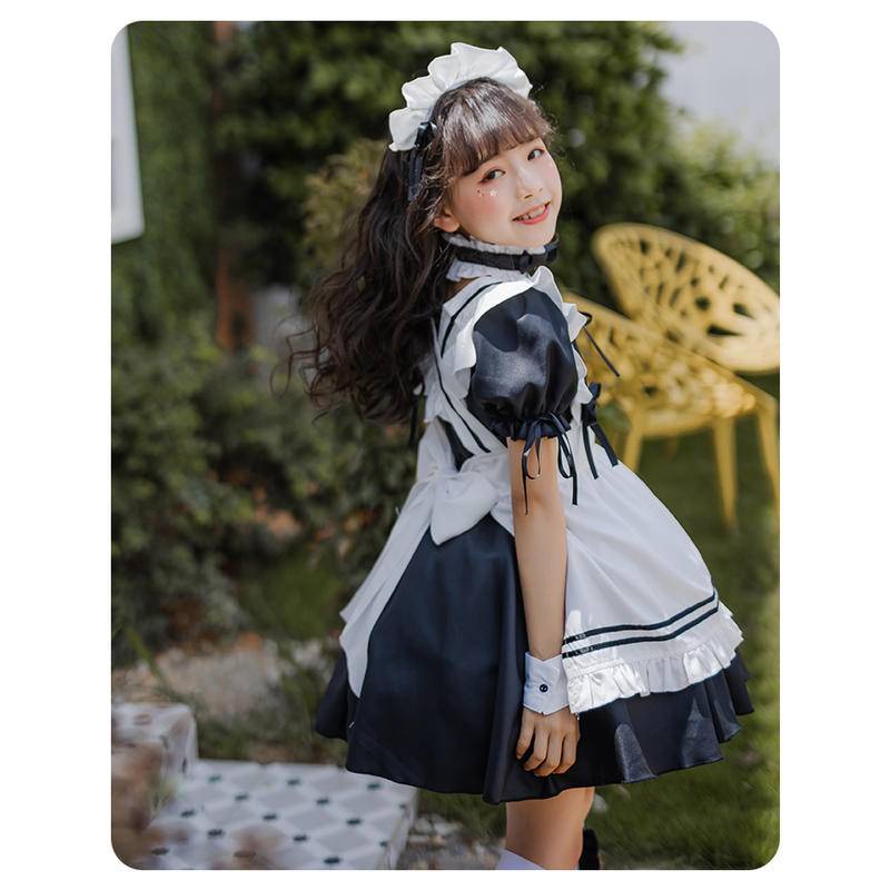 【Wetrose】Ready Stock Cute Soft Girl Anak Cewek Gadis Muda Japanese Lolita Maid Costume Cosplay Anime Dress Suit Set