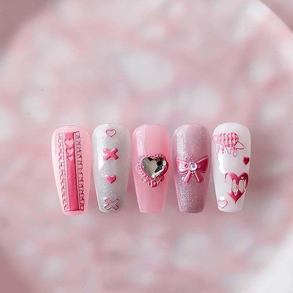 Mxbeauty Kartun Stiker Kuku Wanita Pink Love Hati Hewan Rasi Bintang Beruang Hiasan Kuku
