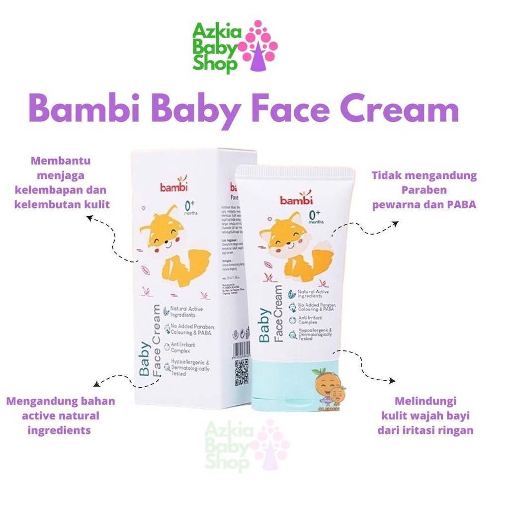 Bambi Baby Face Cream 50 ml Krim muka bayi krim wajah bayi Baru lahir Baru lahir Baru lahir Bayi Bayi