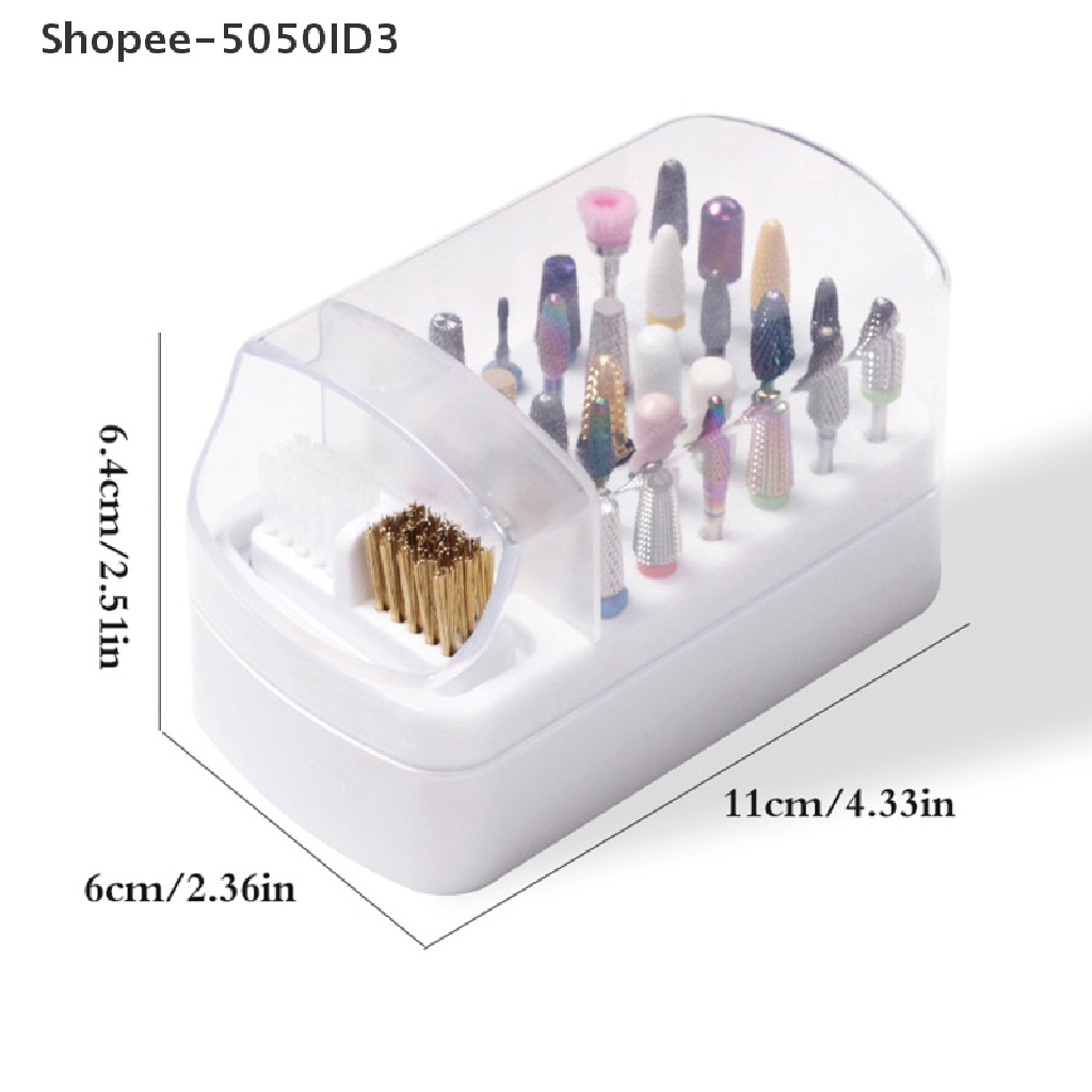 [HOT] 30lubang Tempat Mata Bor Paku Acrylic Nail Drill Bits Storage Nail Tools a [ID]