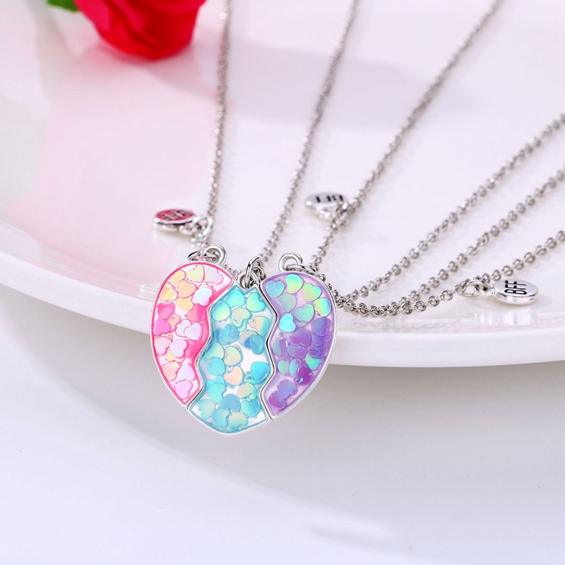 3 Pcs/Set Fashion Teman Baik Anak Kalung Geometris Menetes Minyak Magnet Jahitan Cinta Kalung