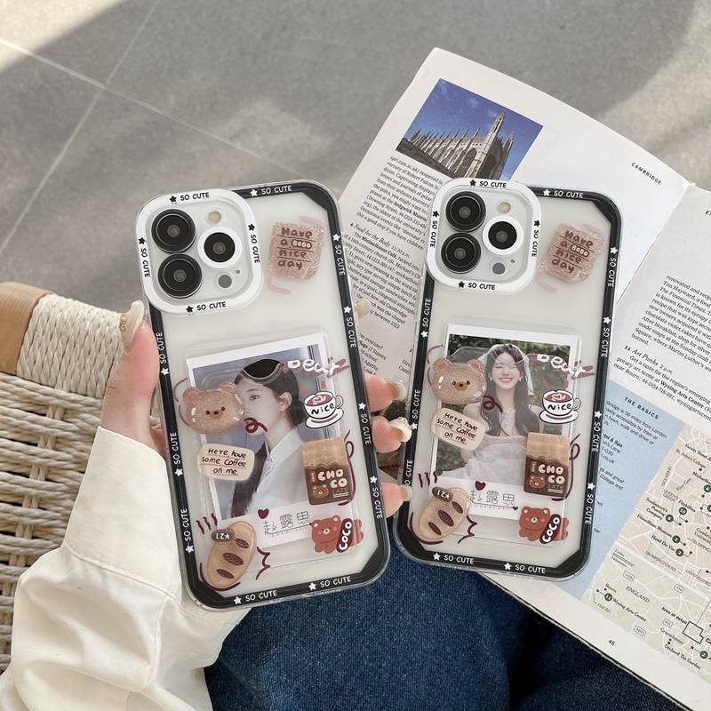 3D Sweet Bread Bear Doll Soft Case HP iP iPhone 11 12 13 14 Pro Max 7 8 + Plus SE 2020 X XR SE 2020 XS Max FTD Clear Card Bag Casing Apple