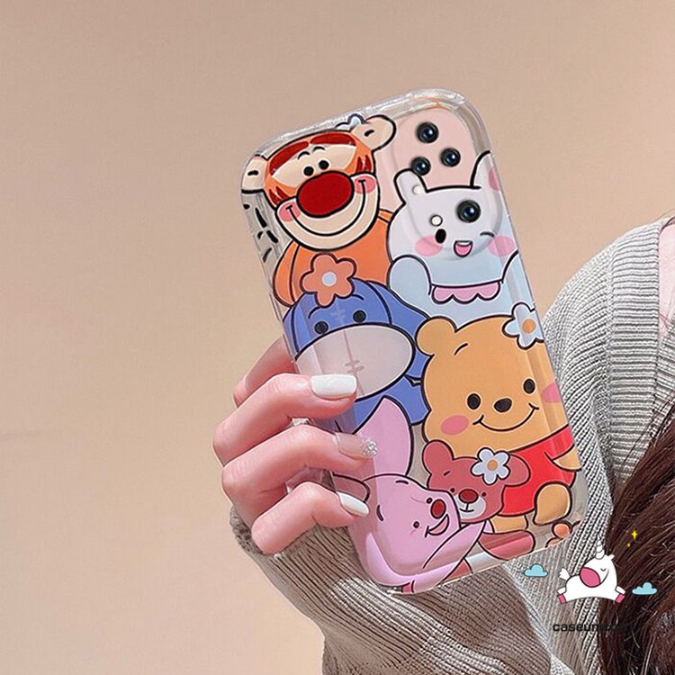 Untuk Redmi Note10 11 10s 9 8 11s Redmi 9T 9 10C 12C 10A 10 A1 9A 9C NFC Note10 POCO F4 Kartun Lucu Disney Winnie the Pooh Manyo Piglet Tigger Shockproof Airbag Soft TPU Back Case