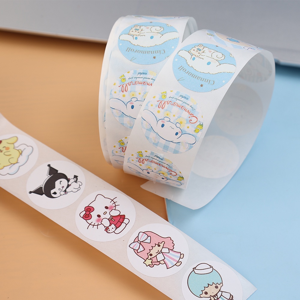 1volume 500lembar Stiker Mainan Anak Animasi Kartun 2,5cm Stiker Segel Dekorasi Rekening Tangan Sanrio Lucu