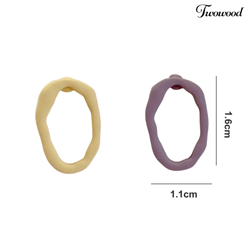 Twowood 1pasang Ear Studs Geometric Irregular Personality Hollow Matte Hadiah Kecil Warna Kontras Wanita Anting Fashion Perhiasan