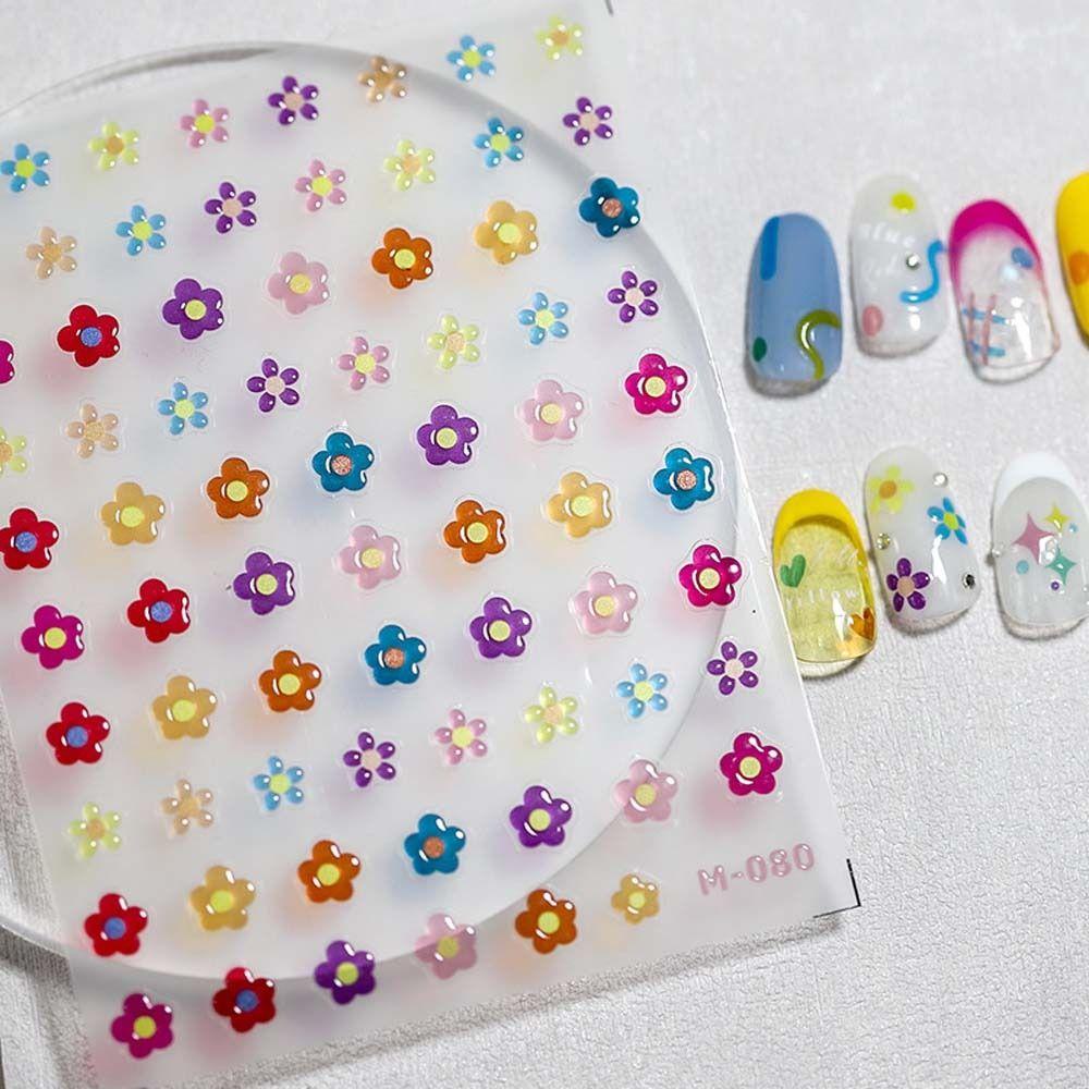 Mxbeauty Stiker Kuku Jelly Wanita Warna-Warni Cinta Hati Bintang Manikur Aksesoris Bulat Dot Dekorasi Kuku