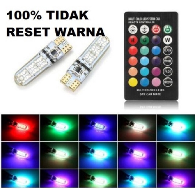 Lampu LED T10 RGB Remote Wireless Lampu Kota Senja Motor Mobil