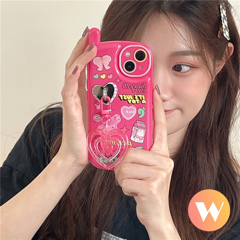 IPHONE Graffiti Stiker Ponsel Case Kompatibel Untuk Iphone7 8 Plus XR 1114 13 12 Pro MAX X XS MAX SE 2020 Kelinci Lucu Ikatan Simpul Retro Personal Bentuk Ponsel Soft Cover Dengan Cinta Hati