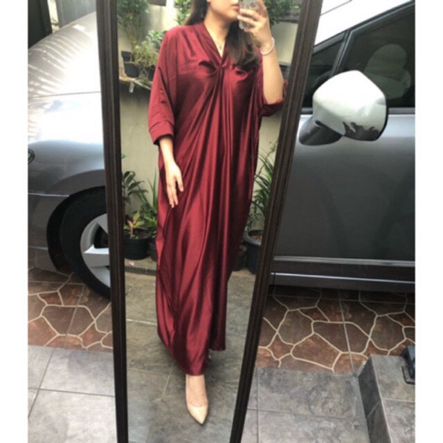 ARIEL GAMIS KAFTAN LEBARAN OVERSIZE DRESS PANJANG ATASAN WANITA SATIN SILK PREMIUM (AMD)