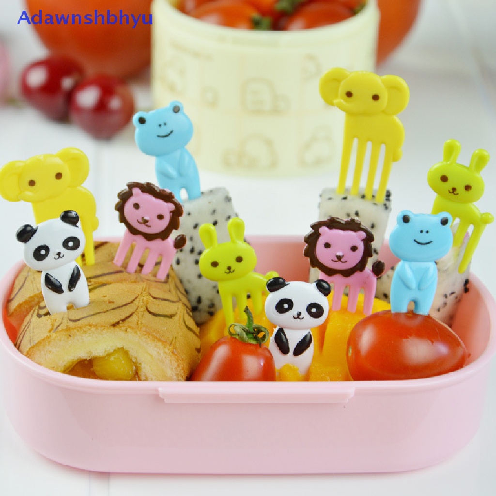 Adhyu Set 10pcs Cute Animals Food Picks Mini Kartun Tusuk Gigi Garpu Buah Picks ID