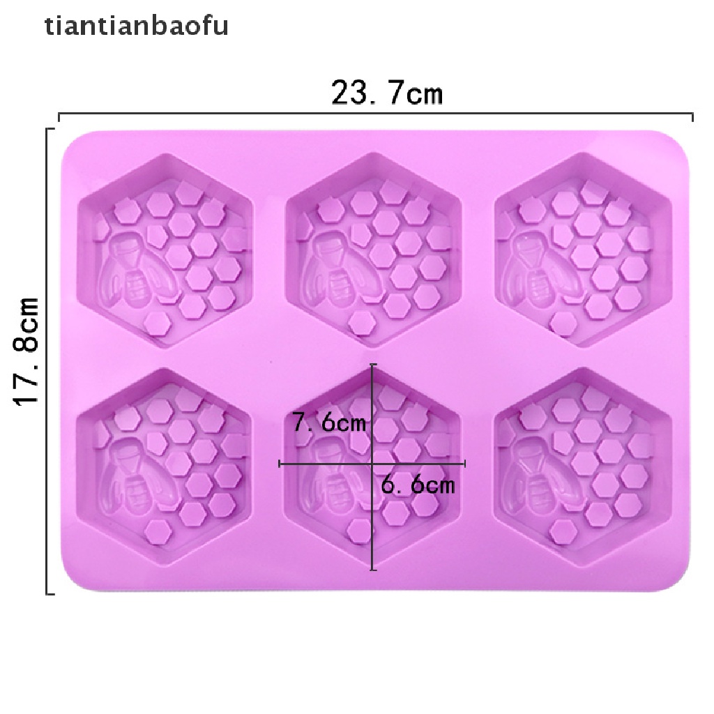 [tiantianbaofu] 3d Handmade Sabun Silikon Cetakan 6-Piece Bentuk Lebah Cetakan Sarang Lebah DIY Kue Cetakan Butik