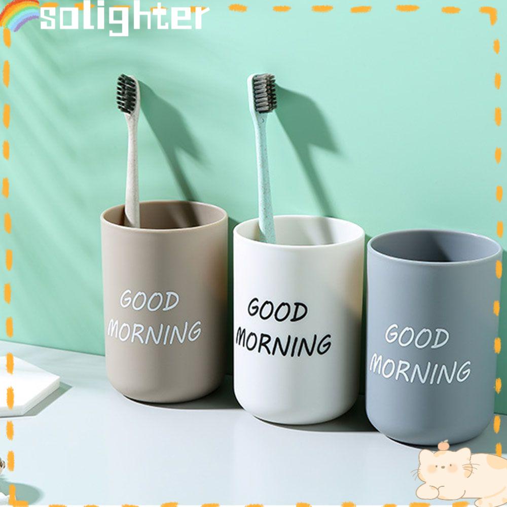 Solighter Brushing Toothbrush Holder Tea Mug Novelty Kreatif Perlengkapan Rumah Tangga Couple Portable Travel Wajib Aksesori Cuci Kamar Mandi Cangkir Air