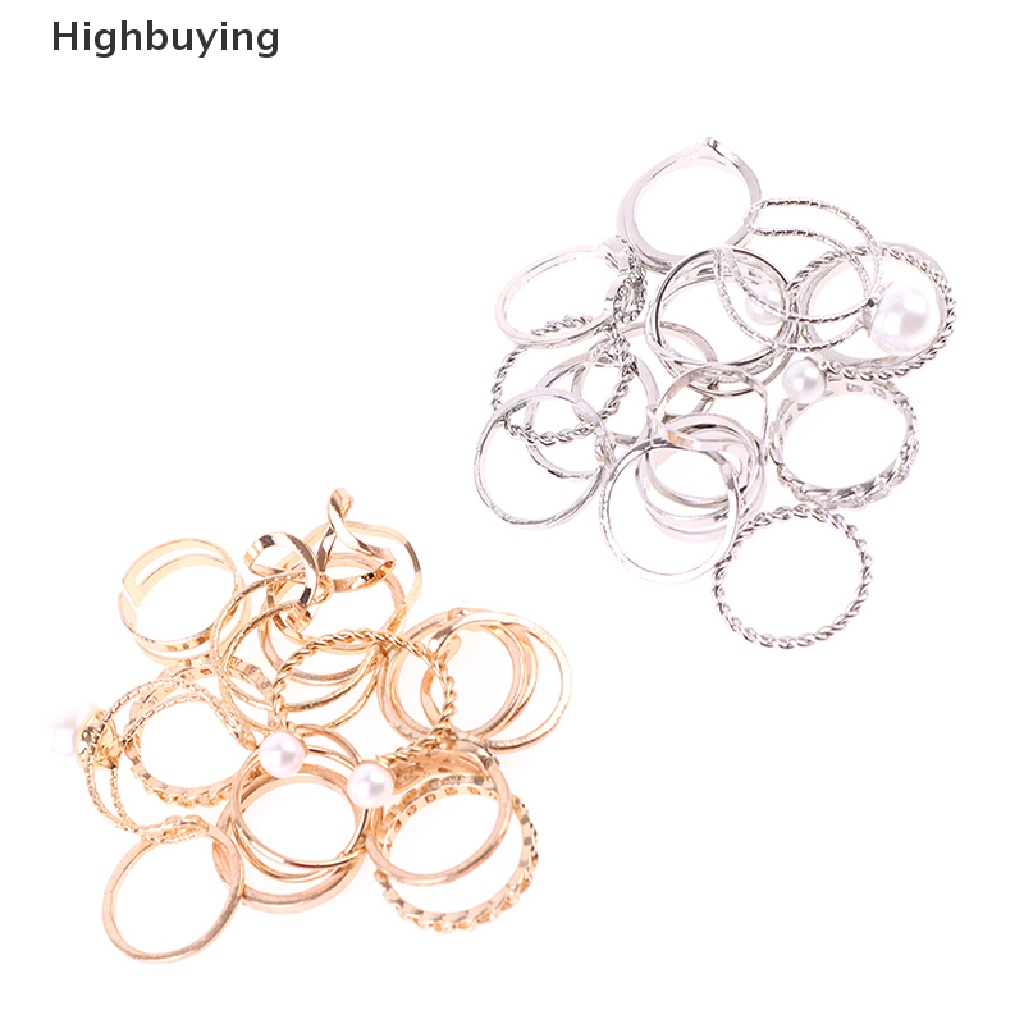 Hbid 18Pcs/set Cincin Kepribadian Fashion Wanita Hadiah Perhiasan Glory