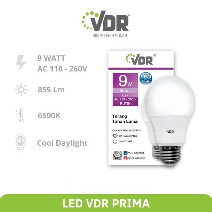 VDR Prima Lampu LED 9W Bohlam 9 Watt