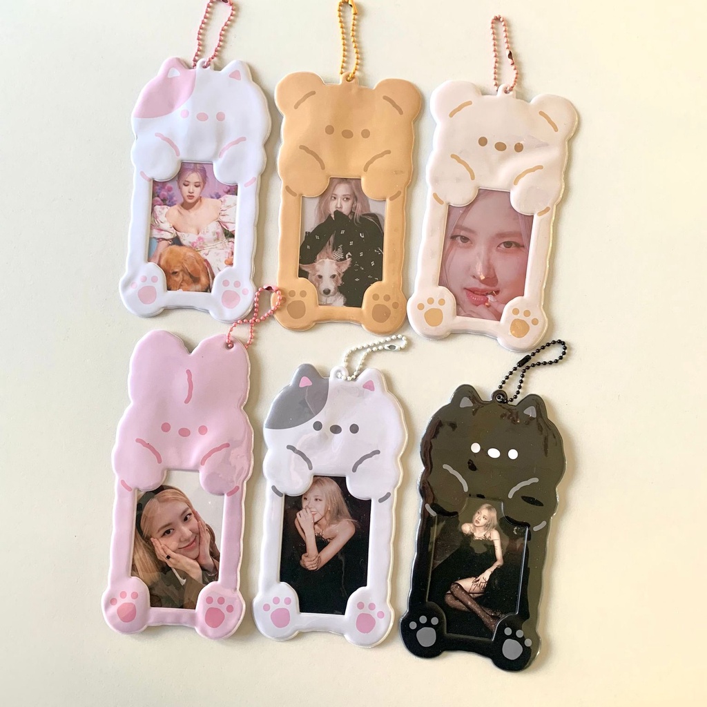 Kawaii Kartun Beruang Card Holder Kpop Idol Photocards Pajangan Pelindung Lucu Kelinci Kucing Siswa Bus Card Holder Alat Tulis