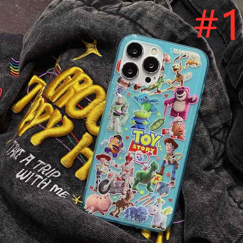 Fashion！Blue Purple Toy Story Soft Casing TPU Case iP iPhone 11 12 13 14 Pro Max + Plus High Quality FTD Cover