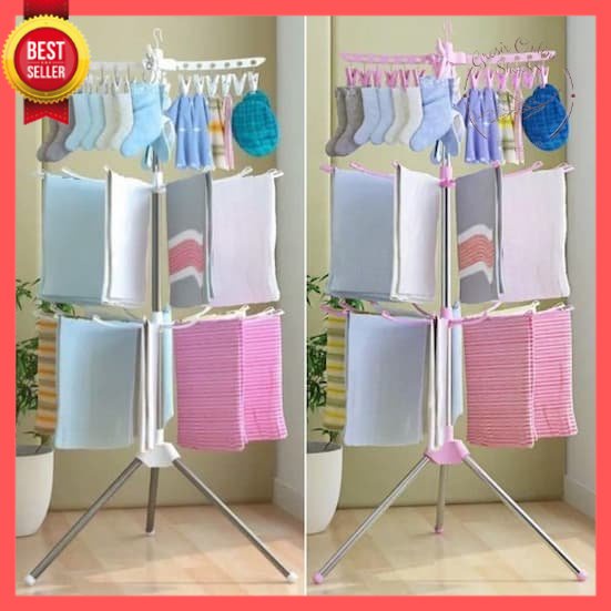 GOS -Z115- Foldable Clothes Drying Airer Rak jemuran lipat /jemuran menara 3 tingkat