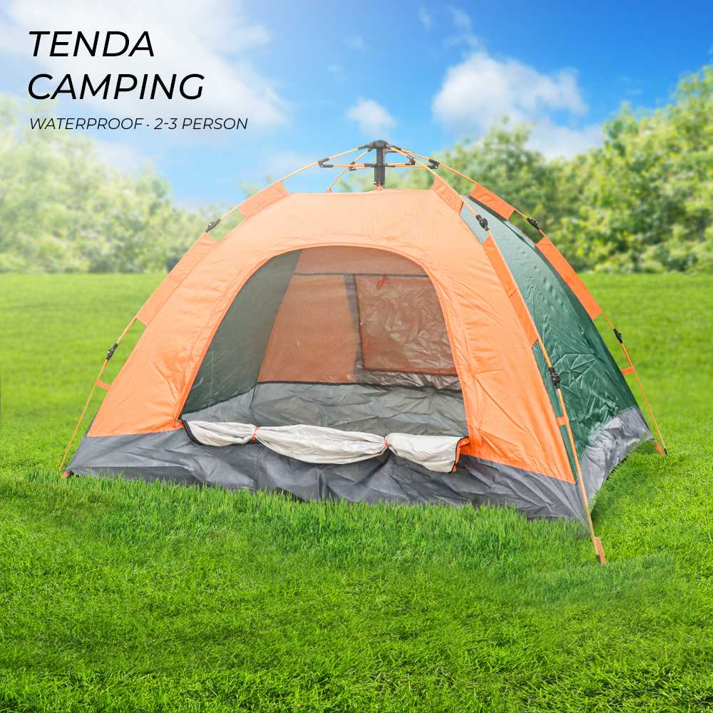 Tenda Camping Buka Otomatis Quick Open Waterproof Kapasitas 2-3 Orang