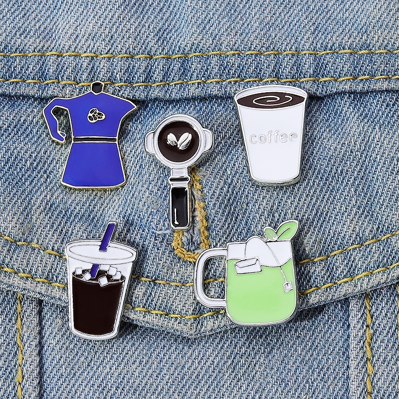 Kartun Mini Kopi Enamel Pin Peralatan Kopi Kreatif Bros Lencana Kerah Pin Barista Lencana Aksesoris Pin Hadiah