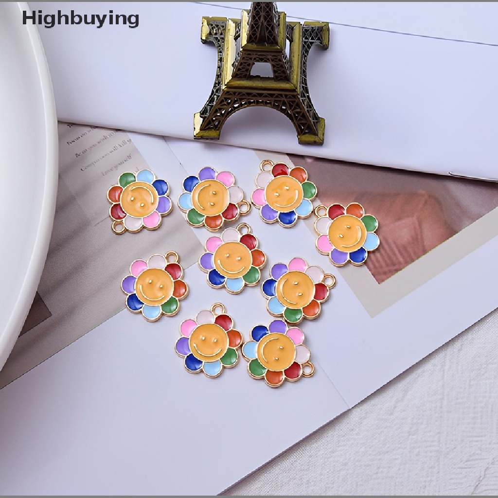 Hbid 10pcs Enamel Bunga Matahari Ch Untuk Membuat Perhiasan Diy Bunga Ch Liontin Kalung Anting Membuat Aksesoris Glory