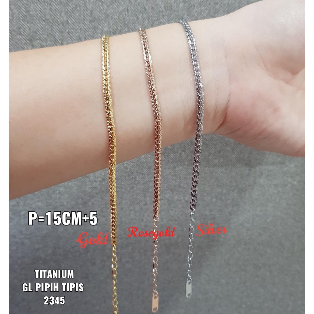 Gelang wanita titanium pipih tipis