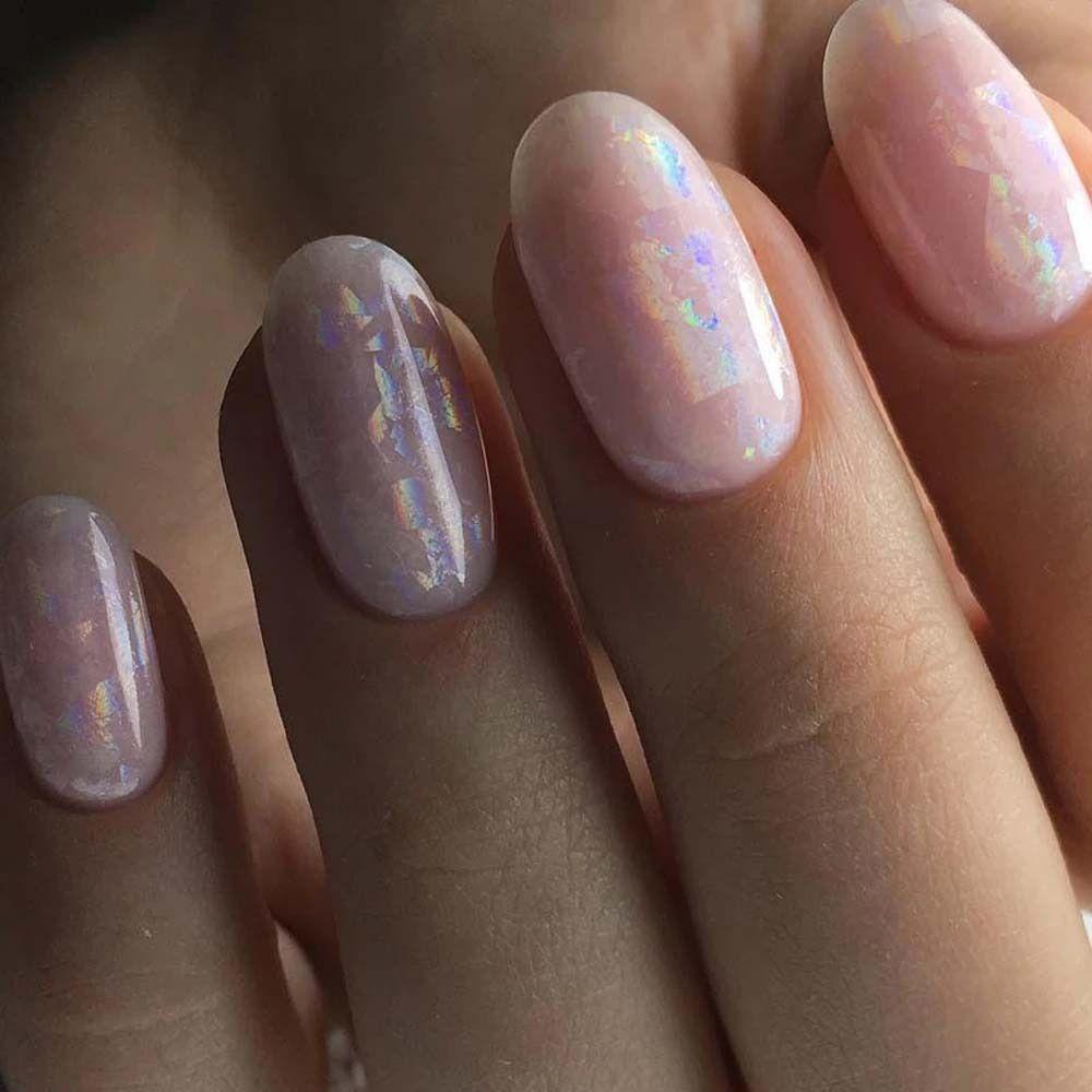 Agustina Dekorasi Nail Art Warna-Warni Cermin Glitter Decal Transfer Paper Stiker Kuku Nail Foil Film