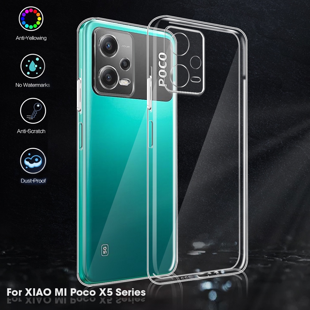 Untuk Poco X5/X5 Pro Anti-Gores Bening Shockproof Ponsel Shell Drop-proof Anti-slip Penebalan Transparan Ponsel Case Pelindung Lembut TPU Ponsel Kulit Sederhana