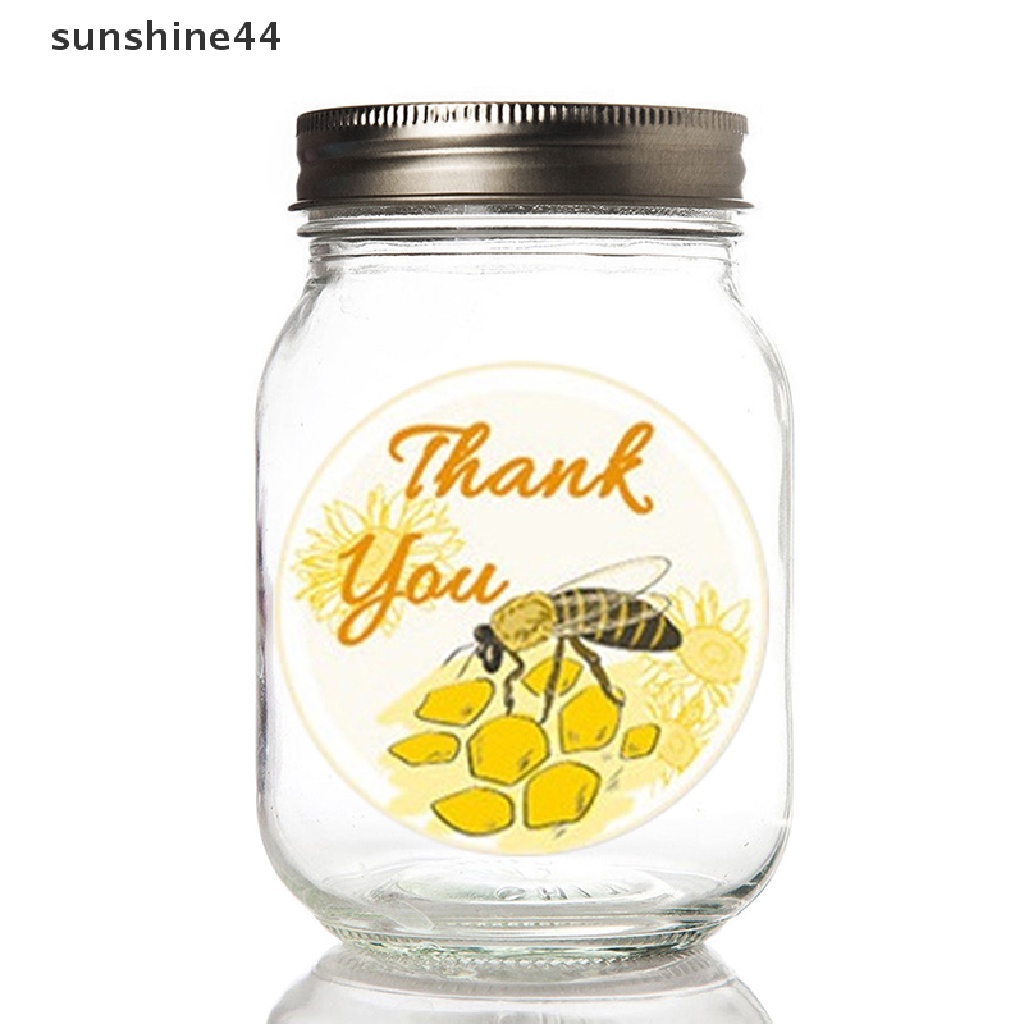 Sunshine 500 Pcs Honey Bee Thank You Stiker Hari Lingkaran Roll Seal Label Kertas Wedding ID