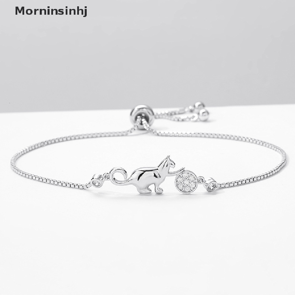 Mornin Gelang Charm Bola Kucing Kristal Cubic Zirconia Trendy Untuk Wanita Perhiasan Simple id