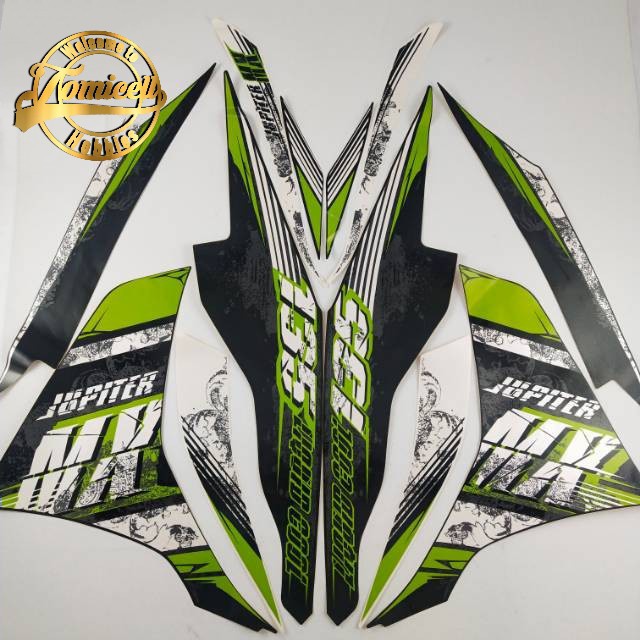 Decal stiker striping motor yamaha Jupiter mx new 135 2013 hijau list body