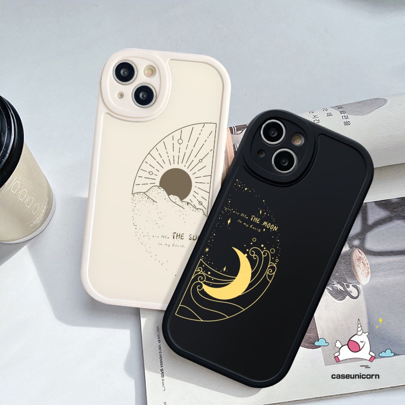 Casing Soft Couple Case Redmi 12C 10A 9 10 A1 9C 10C 9A 9T K40s POCO X3 NFC Pro M3 F4 Redmi Note11 10s 11s 10 Pro 8 9 Pro 9s 11Pro+Mi 12 11 Lite 11T Simple The Sarung Matahari Bulan