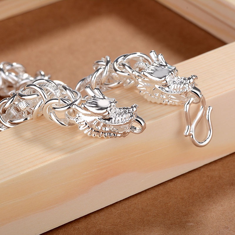 Goldkingdom Fashion Perhiasan Aksesoris Ready Stock Pria Matte Glossy Kran Gelang Vintage Mendominasi Fashion Tenun Tangan Tembaga Perhiasan Berlapis Perak