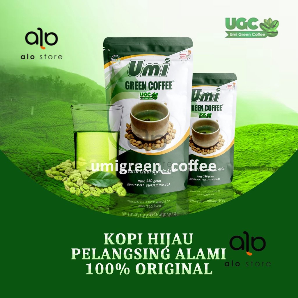(ALOSTORE) Umi Green Coffee Pelangsing Original Kemasan Baru, UGC Kopi Penurun Berat Badan, Diet Pem